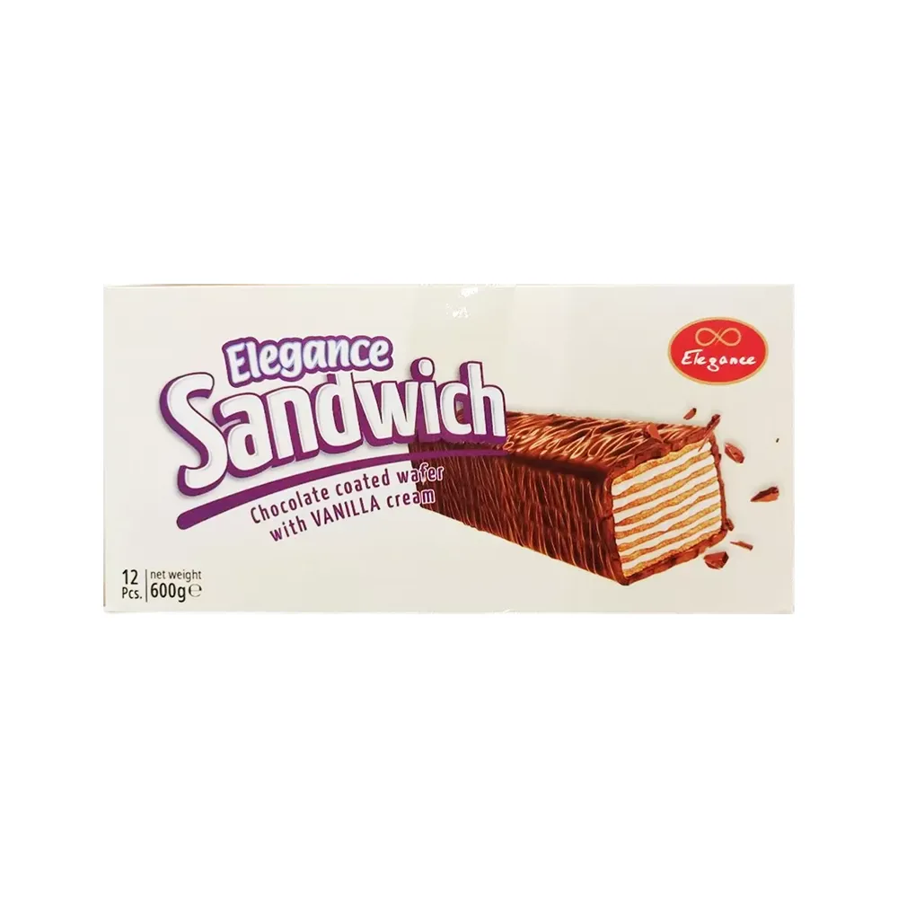 Elegance Sandwich Vaffel med Vaniljecreme overtrukket med Chokolade – (12 stk. )