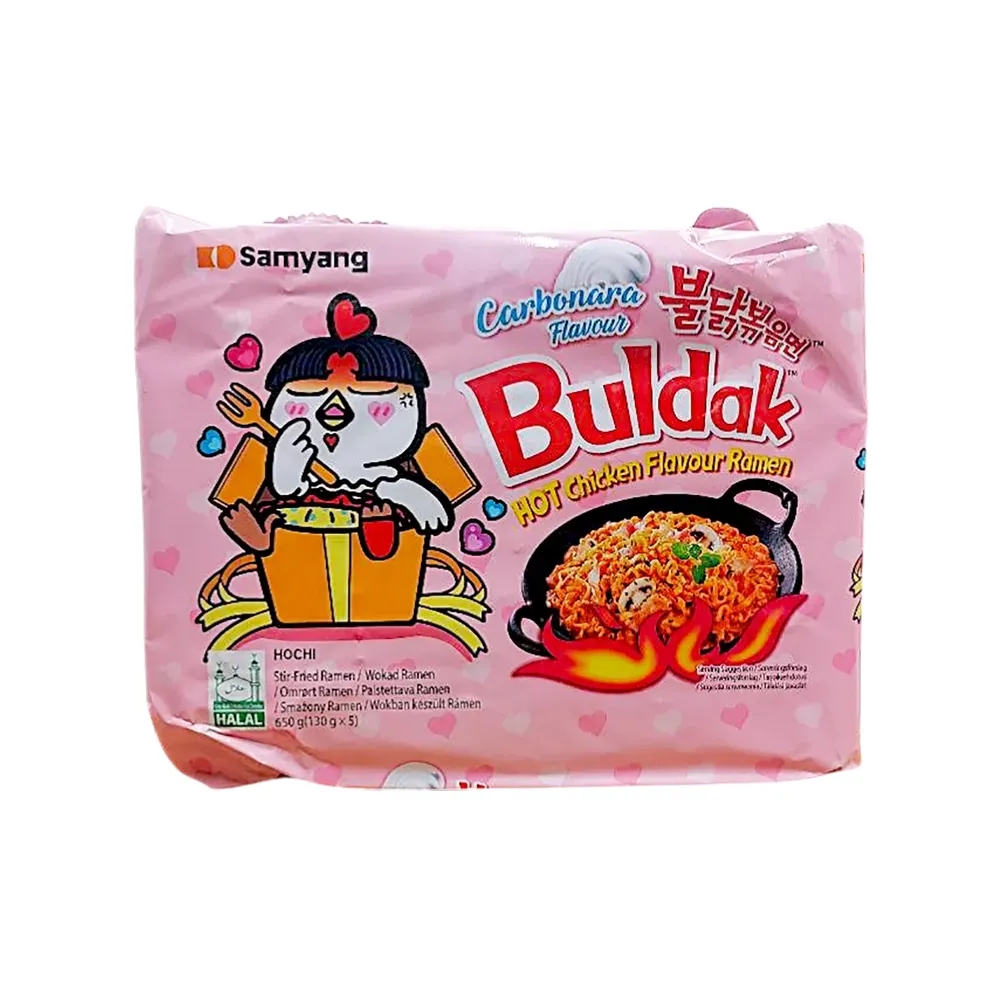 Samyang Buldak Stærk Kylling Carbonara Ramen (5 × 130 g)