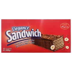 Elegance Sandwich Vaffel med Hasselnøddecreme overtrukket med Chokolade – (1 stk. )